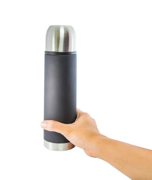 Mano femminile e Thermos Flask — Foto Stock