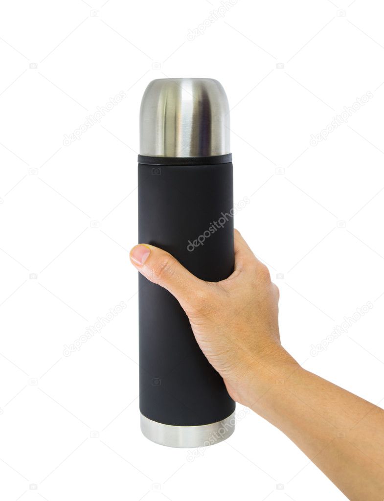 Female Hand and Thermos Flask