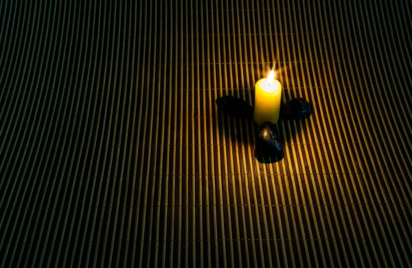 Zen Stones and Candle — Stock Photo, Image