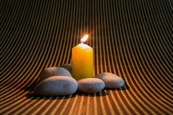 Zen Stones and Candle — Stock Photo, Image