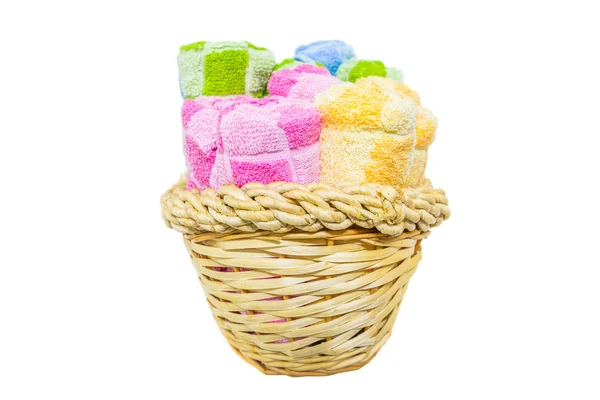 Towels in Wicker Basket — Stock Photo, Image