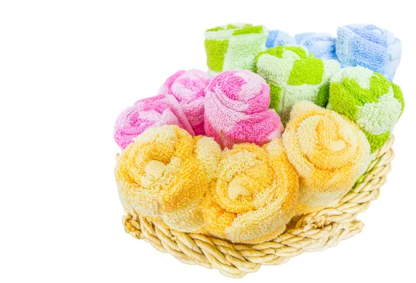 Towels in Wicker Basket — Stock Photo, Image