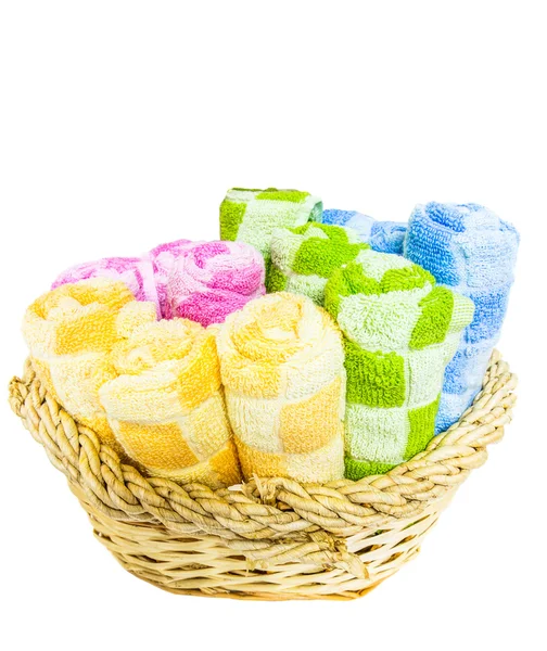 Towels in Wicker Basket — Stock Photo, Image