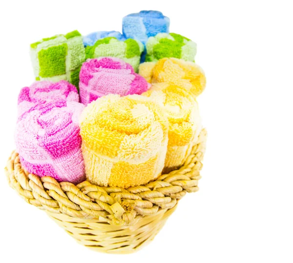 Towels in Wicker Basket — Stock Photo, Image