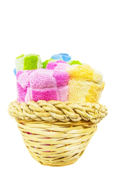 Towels in Wicker Basket — Stock Photo, Image