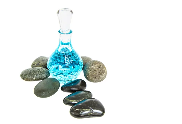 Perfume Bottle and Zen Stone — Stock Photo, Image