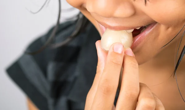 Little Girl Eating Rambutan Fruit — Stock Photo, Image