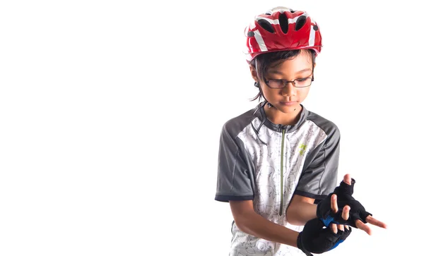 Menina com traje de ciclismo — Fotografia de Stock