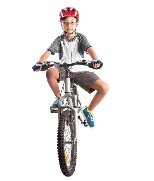 Petite fille avec un vélo de montagne — Photo