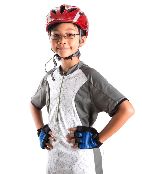 Menina com traje de ciclismo — Fotografia de Stock