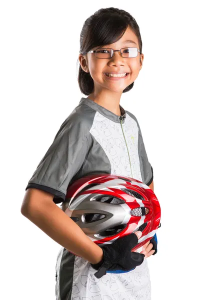 Menina com traje de ciclismo — Fotografia de Stock