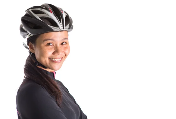 Vrouw met fietsen kleding — Stockfoto