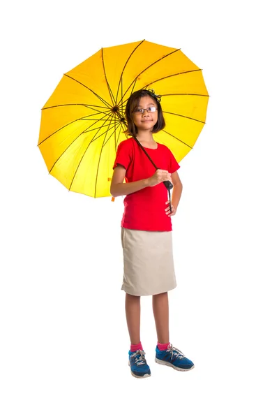 Klein meisje en paraplu — Stockfoto