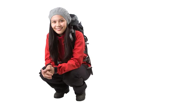 Vrouw met wandelen kleding — Stockfoto