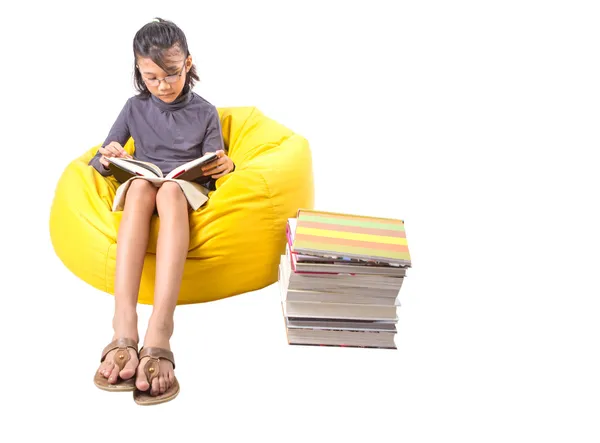 Girl Reading Books — Stock Photo, Image