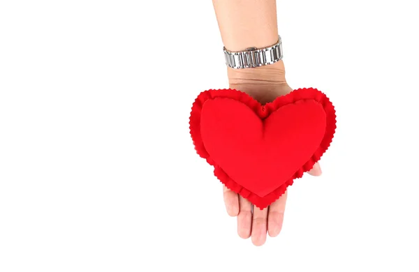 Hand som håller alla hjärtans dag hjärtat — Stockfoto