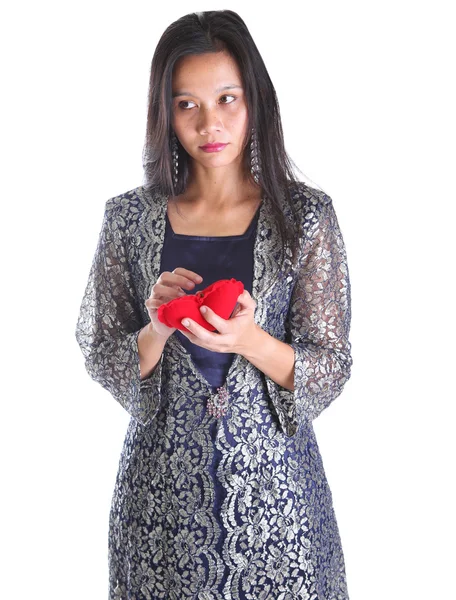 Asian Malay female with heart sign — Stock Photo, Image