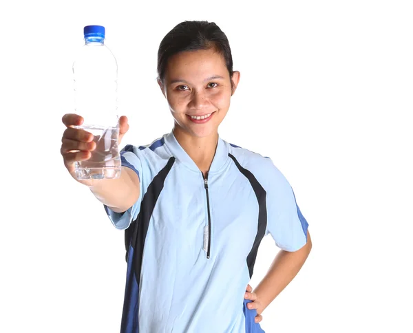 ボトルの水を持つ女性 — ストック写真