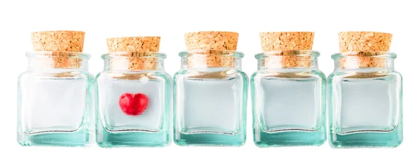 Heart Shape And Corked Bottles — Stock Photo, Image