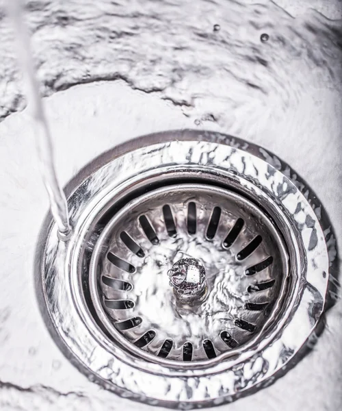 Water In Kitchen Sink — Stock Photo, Image