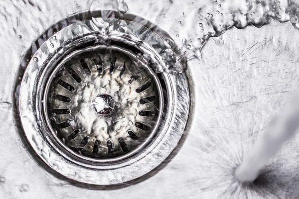 Water In Kitchen Sink — Stock Photo, Image