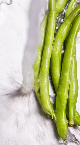 Lavado de verduras de frijol verde — Foto de Stock