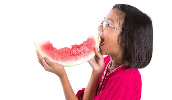 Little girl eating watermelon — Stock Photo, Image