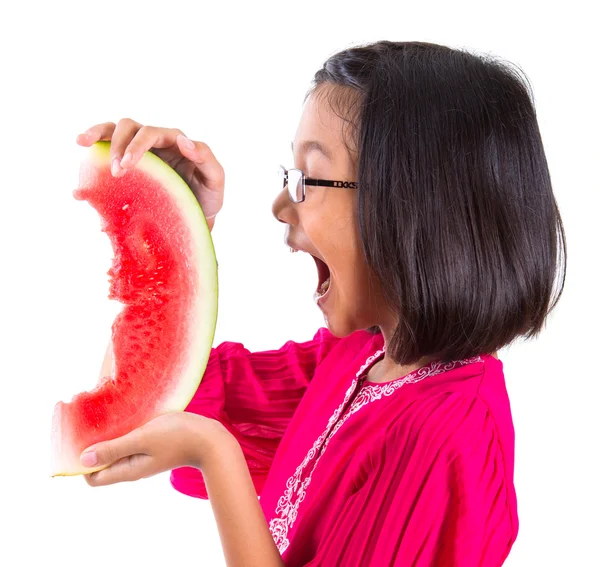 Little girl eating watermelon — Stock Photo, Image
