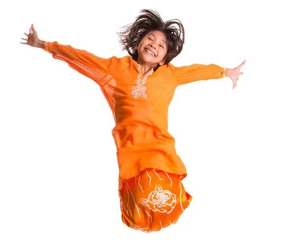 Young Asian Girl Jumping — Stock Photo, Image