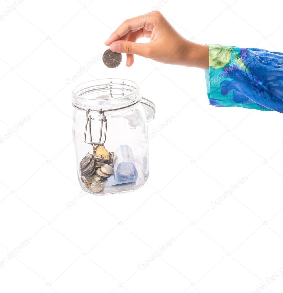 Little Girl Hand With Coins