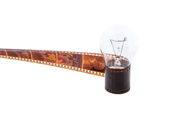 Light Bulb And Film Strip — Stock Photo, Image