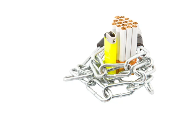 Cigarette, Lighter and Chains — Stock Photo, Image
