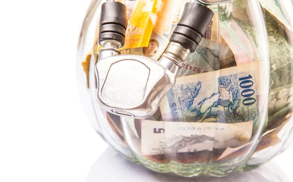 Money In A Chained Jar — Stock Photo, Image