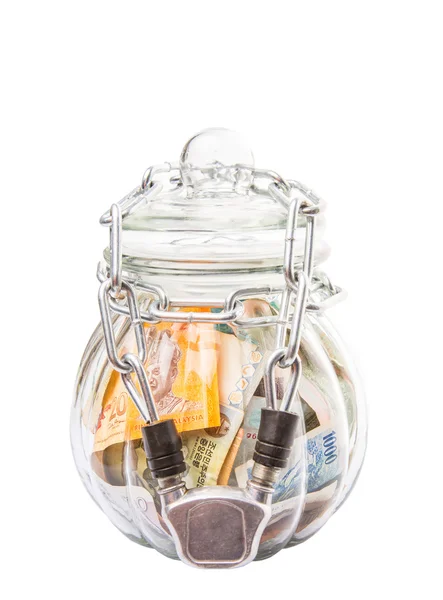Money In A Chained Jar — Stock Photo, Image