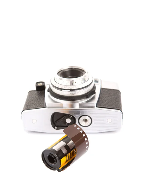 Starý fotoaparát a filmové kazety — Stock fotografie