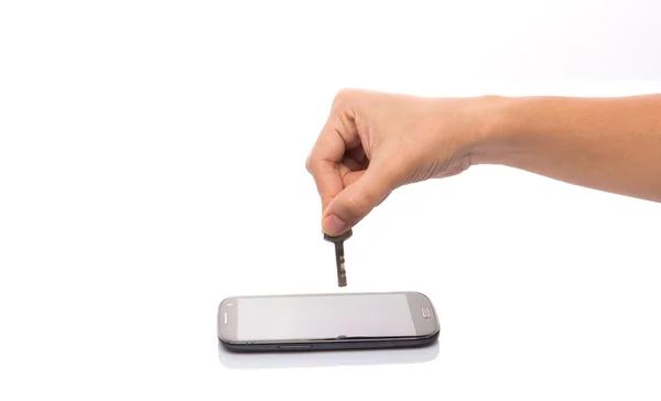 Key And Smartphone — Stock Photo, Image