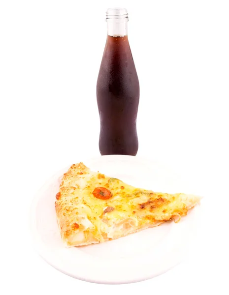 Pedaço de pizza e cola — Fotografia de Stock