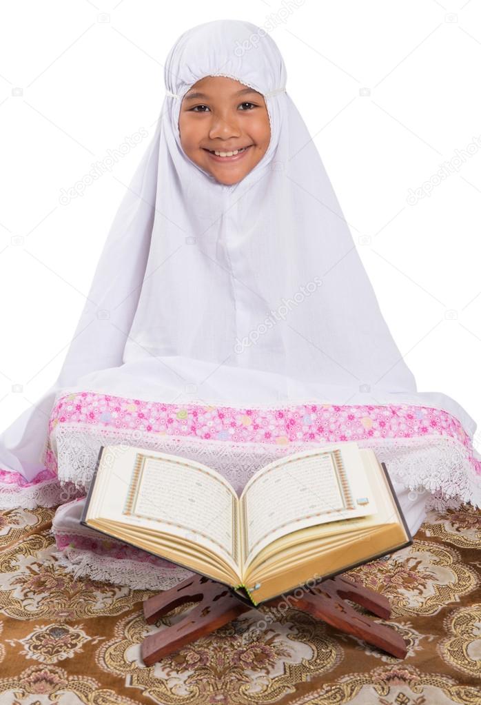 Young Muslim Girl Reading Al Quran