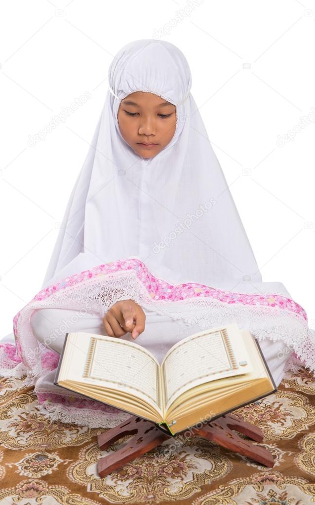 Young Muslim Girl Reading Al Quran