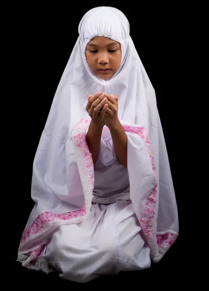 Menina em branco Hijab — Fotografia de Stock