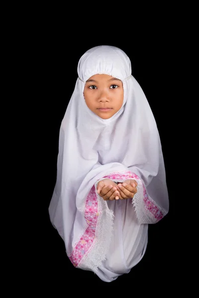 Menina em branco Hijab — Fotografia de Stock