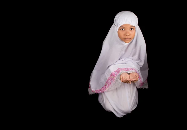 Menina em branco Hijab — Fotografia de Stock