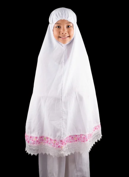 Nuori tyttö valkoinen hijab — kuvapankkivalokuva