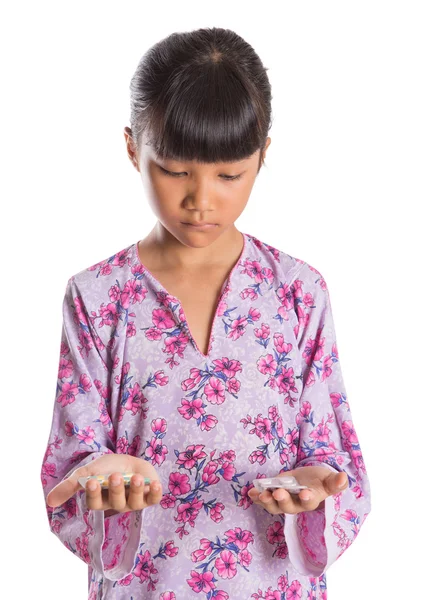 Young Girl And Medicine Tablets — Stock Photo, Image