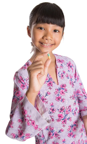 Young Girl And Medicine Tablets — Stock Photo, Image