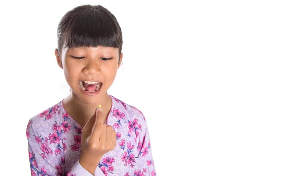 Ragazza e medicina compresse — Foto Stock