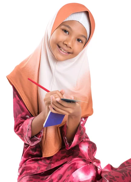 Young Muslim Girl With Notepad — Stock Photo, Image