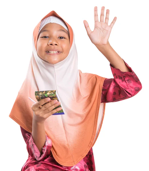 Young Muslim Girl With Notepad — Stock Photo, Image