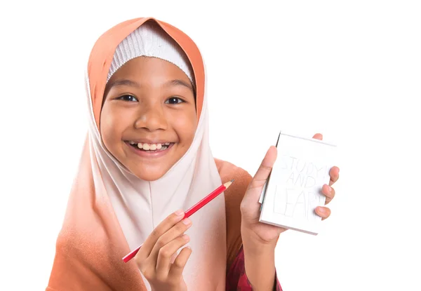 Young Muslim Girl With Notepad — Stock Photo, Image