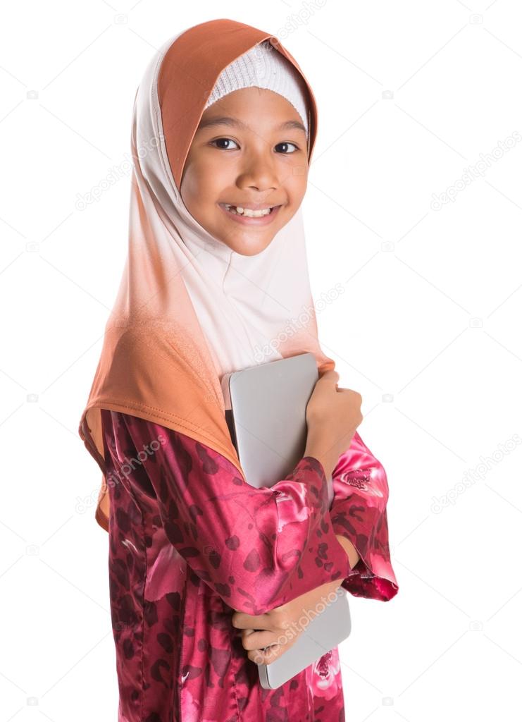 Young Muslim Girl With Laptop